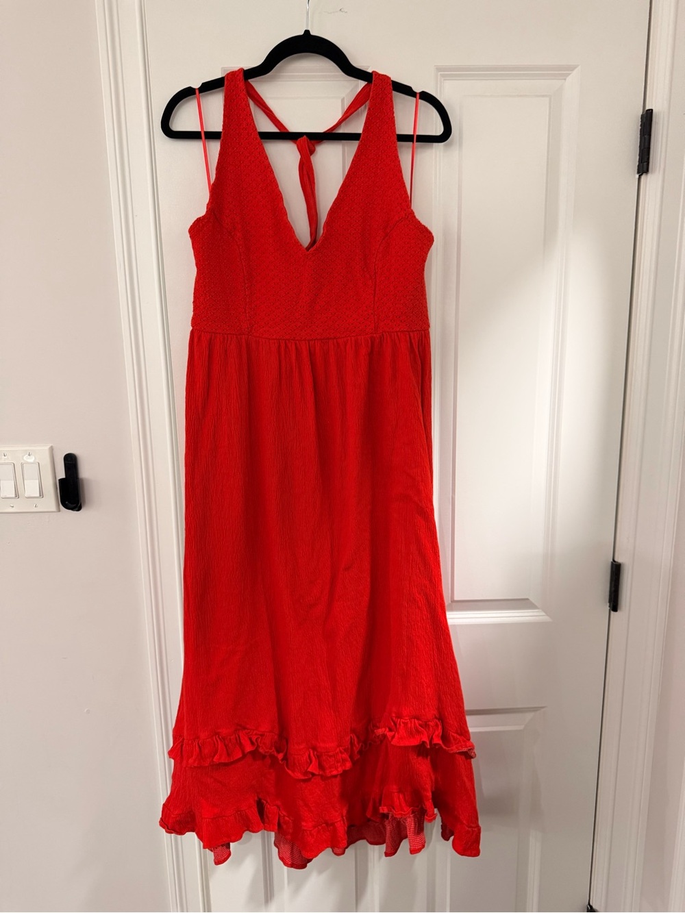Red V-Neck Summer Dress